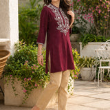 Lakhnavi Embroidered A-Line Rayon Kurti