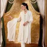 Aaliya Snow White Embroidered Suit Set