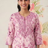 Kavya Fuchsia Printed Chanderi Suit Set with Dupatta