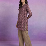 Wine Georgette Sequin Embellished Printed Tunic