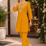 Pure Cotton Embroidered Kurta with Palazzo Set