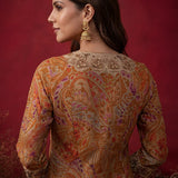 Ivana Mustard Printed Modal Chanderi Straight Kurta for Women