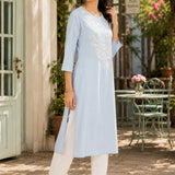 Pure Cotton Floral Yoke Kurta Palazzo Set