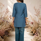 Blue Resham Embroidered Kurti