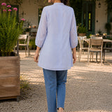 Embroidered Mandarin Collar Georgette Top