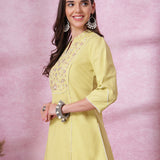 Cotton Linen Embroidered Kurta