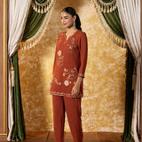 Anvitha Ginger Orange Embroidered Co-ord Set