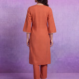 Amaira Orange Embroidered Kurta Set