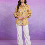 Viscose Rayon Yellow Floral Print Kurti