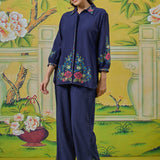 Aarohi Prussian Navy Thread Embroidered Co-ord Set