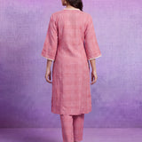 Aarna Carnation Pink Embroidered Kurta Set