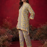 Saina Dove Beige Printed Remi Linen Co-ord Set for Women