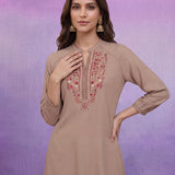 Beige Embroidered Co-ord Set with Raglan Sleeves
