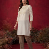 Sehr Ivory Embroidered Silk Kurti