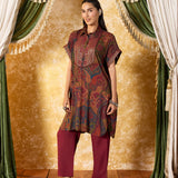Zareen Garret Maroon Printed Kaftan Set