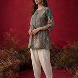 Manjha Mint Green Printed Cotton Tunic for Women
