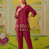 Nooraya Deep Red Embroidered Co-ord Set
