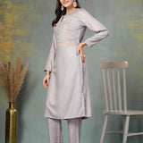 Viscose Rayon Embroidered Kurta Palazzo Set