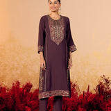 Samaira Copper Brown Embroidered Suit Set