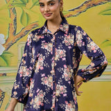 Eshara Garnet Red Floral Printed Shirt