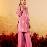 Ira Dazzle Pink Embroidered Sharara Set