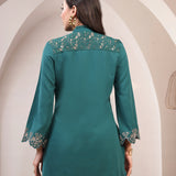 Solid Embroidered Straight Tunic Shirt