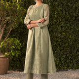 Amaya Green Printed Chanderi Suit Set with Dupatta
