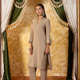 Tanirika Ecru Beige Embroidered Kurta Set