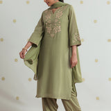 Aaravi Pastel Green Foil Applique Embroidered Suit Set