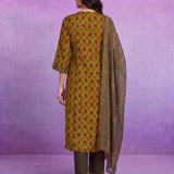 Mustard Viscose Straight Kurta Set