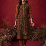 Gulrukh Green Traditional Printed Long Kurta Set