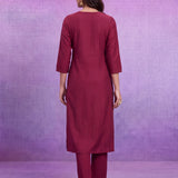 Fuchsia Nylon Viscose Zari Dori Embroidered Co-ord Set