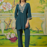 Meher Teal Green Embroidered Kurta Set