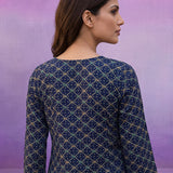 Blue All Over Printed Kurta Set with Dori Embroider