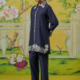 Elowen Midnight Navy Dori Embroidered Appliqué Co-ord Set