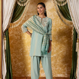 Ishita Mint Green Embroidered Suit Set