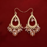 Salmon Pink Diya Oval Bead Earrings