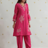 Saanvi Hot Fuchsia Metallic Embroidered Kurta Set