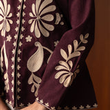 Niraaya Maroon Emnroidered Cord Jacket