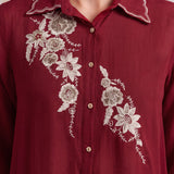 Arohi Bright Red Embroidered Co-ord Set