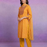 Yellow Cotton Blend Printed Dori Suit Set