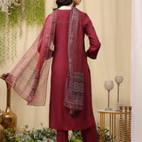 Viscose Rayon Embroidered Kurta Palazzo Dupatta Set