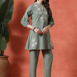 Cotton Blend Embroidered Co-Ord Set
