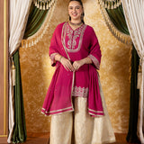 Saanvi Antique Pink Embroidered Sharara Set