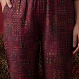 Wine All Over Printed Cotton Straight Co-Ord Set