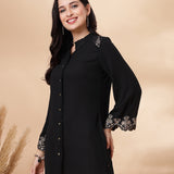Solid Embroidered Straight Tunic Shirt