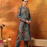 Wool Blend Floral Printed Kurta Palazzo Set