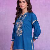 Cotton Blue Embroidered Tunic