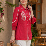 Cotton Embroidered Shirt Top