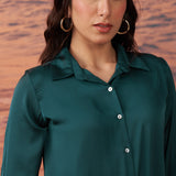Cecelia Green Satin Shirt for Women